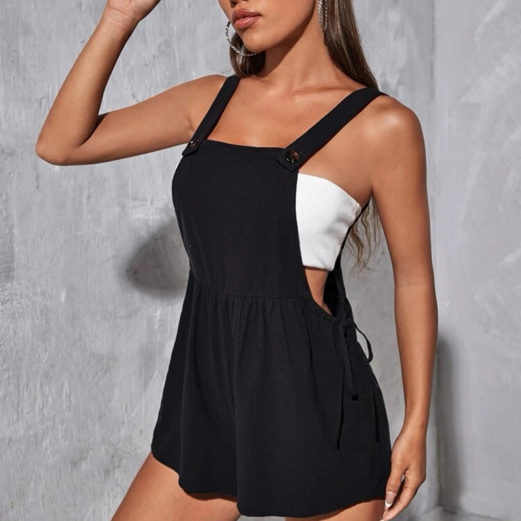 Drawstring Overall Romper